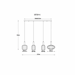 Valletta Suspension Luminaires Globo Lighting Noir, 4 lumières