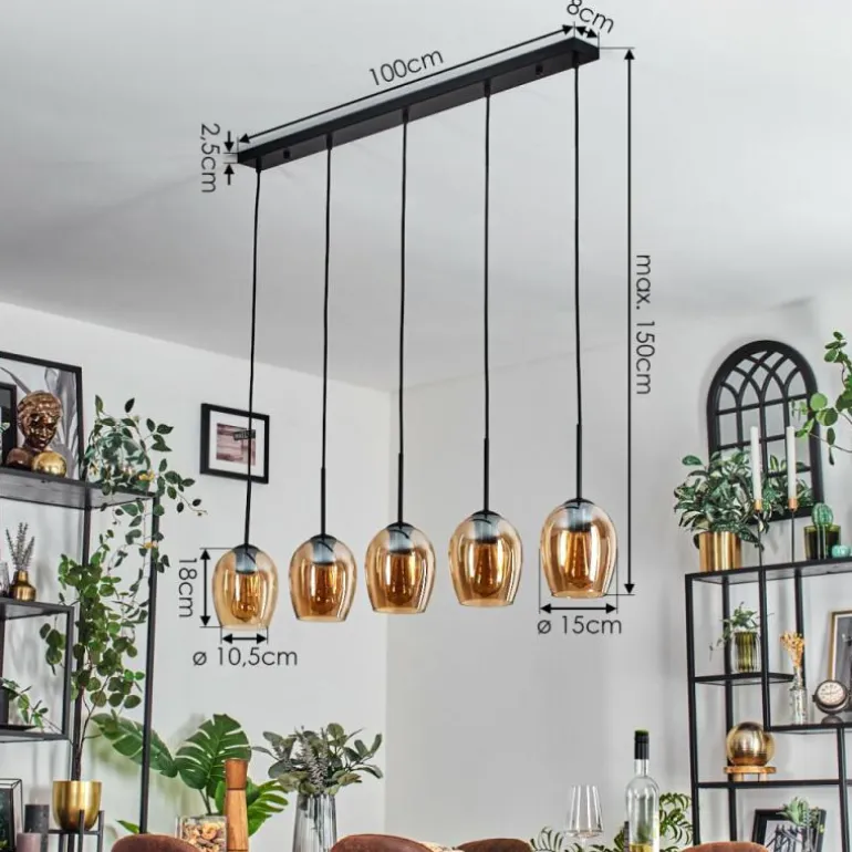 Vevino Suspension Ambre, 5 lumières