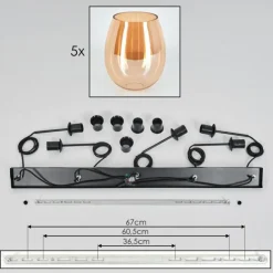 Vevino Suspension Ambre, 5 lumières