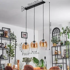 Vevino Suspension Ambre, Clair, 3 lumières