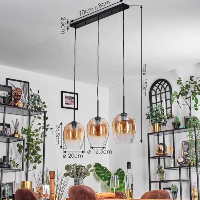 Vevino Suspension Ambre, Clair, 3 lumières