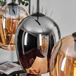 Vevino Suspension Ambre, Chrome, 3 lumières