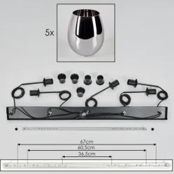 Vevino Suspension Ambre, Chrome, 5 lumières
