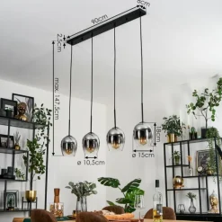 Vevino Suspension Chrome, Clair, 4 lumières
