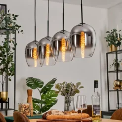 Vevino Suspension Chrome, Clair, 4 lumières