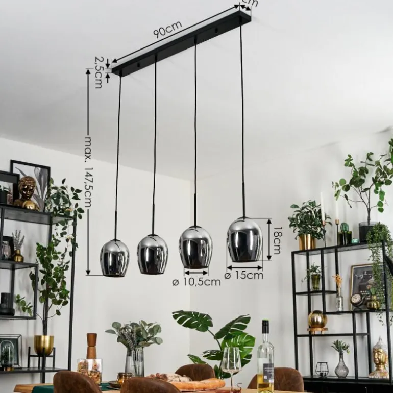 Vevino Suspension Chrome, 4 lumières
