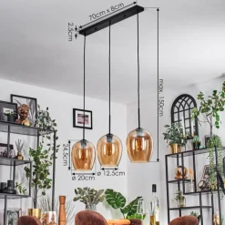 Vevino Suspension Noir, 3 lumières