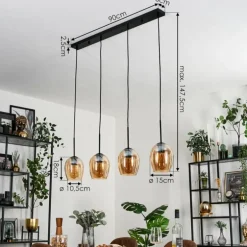 Vevino Suspension Noir, 4 lumières