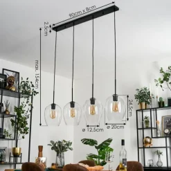 Vevino Suspension Noir, 4 lumières