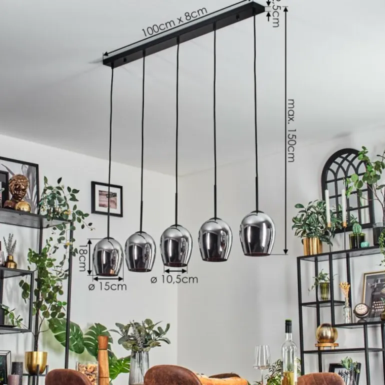 Vevino Suspension Noir, 5 lumières