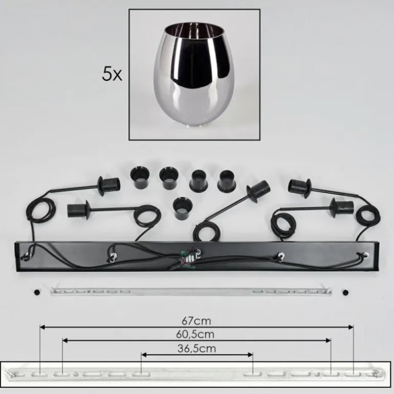 Vevino Suspension Noir, 5 lumières