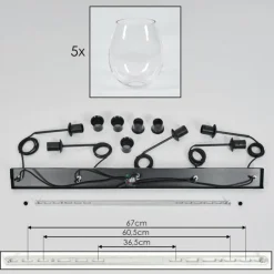 Vevino Suspension Noir, 5 lumières
