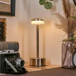 Viada Lampe de bureau, Lampe à poser LED Chrome, Nickel mat, 1 lumière