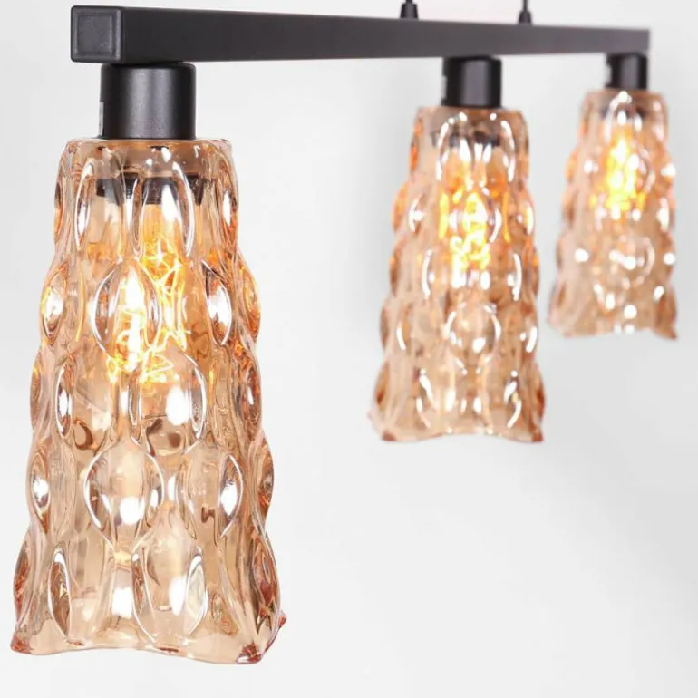 Vidrio Suspension Luminaires Steinhauer Noir, 3 lumières