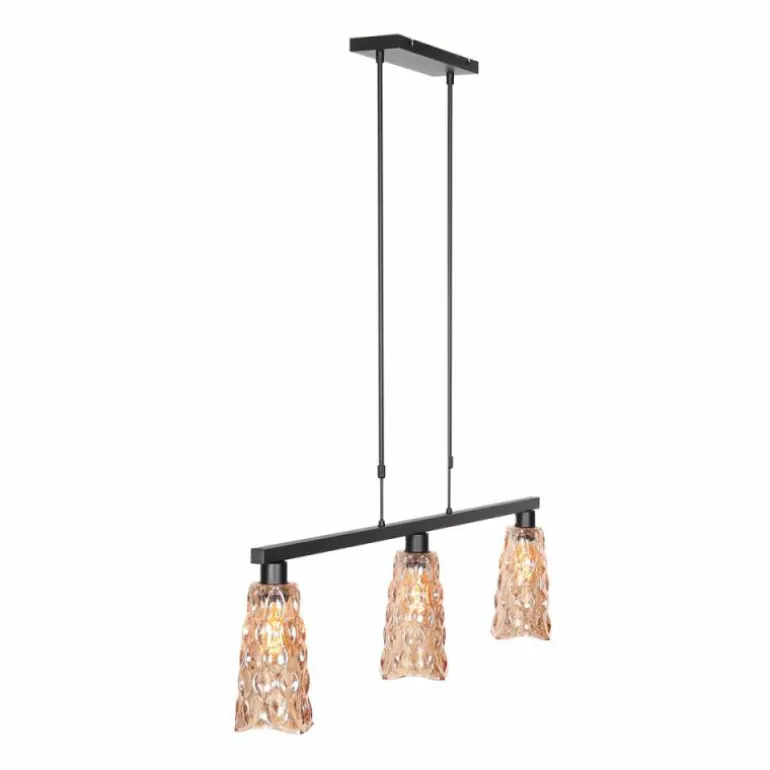 Vidrio Suspension Luminaires Steinhauer Noir, 3 lumières