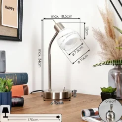 Warga Lampe à poser, Liseuse Nickel mat, 1 lumière